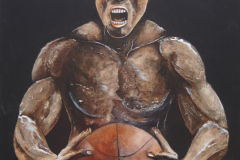 BASKETBALL ART SERIES - Basketball Gladiator, Jurita, 2019, 3D Relief Painting mixed-media on canvas board: Clay, Acrylic, 50x40cm