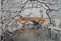 CITY LANDSCAPE ART SERIES - Bridge near Bastion Hill park in Old Riga Latvia, Jurita 2019, watercolor 30x40cm