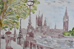 CITY LANDSCAPE ART SERIES - View of the Thames and Parliament UK in London, Jurita, 2017, watercolor, 42x29cm