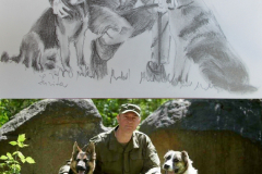 My Facebook friends Art Series - Igors with his dogs, Jurita, 2019, Pencil Sketches
