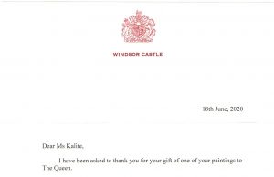 A Thank You complimentary letter from Queen Elizabeth II for Jurita AGSA
