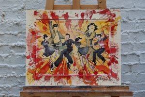 Jazz dance #15 red jurita 2021 ink watercolor 40 x 30 cm 